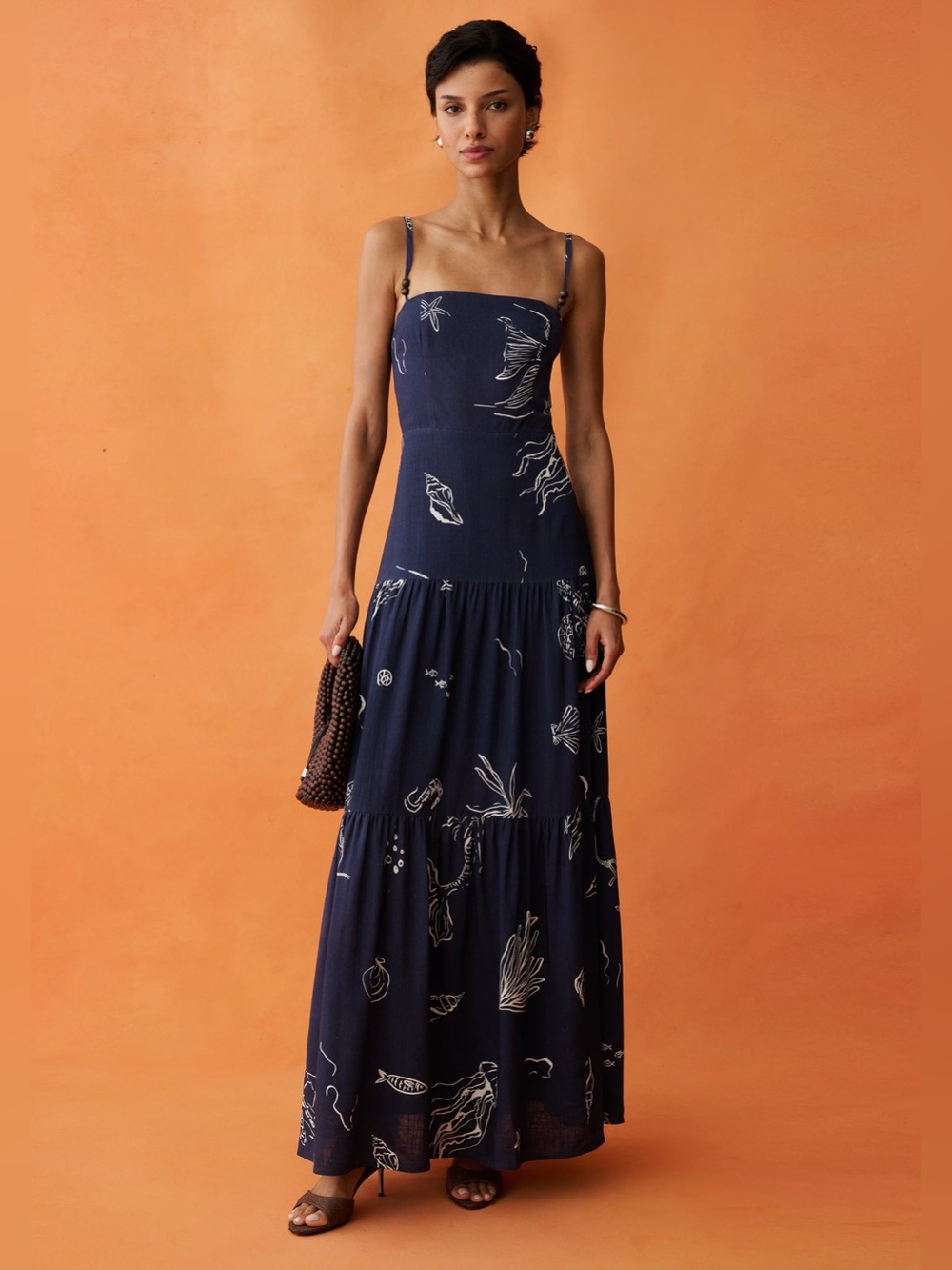 Few Moda Anaya Zali Navy Blue Printed Tiered Maxi Dress